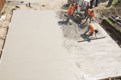Concrete driveway pouring